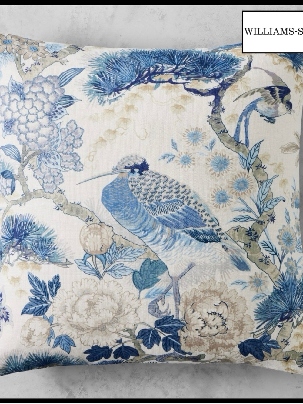 Scalamandre Shenyang Linen Pillow in Porcelain for Williams Sonoma.